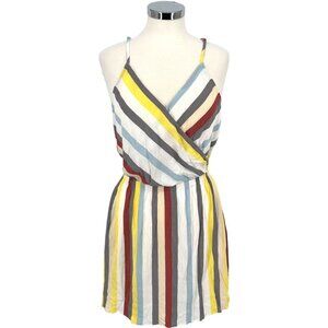 Market & Spruce Striped Wrap Short Sun Dress Multicolor Size Large NWT